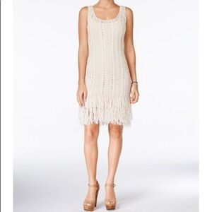 Jessica Simpson Cream Fringe Midi Dress